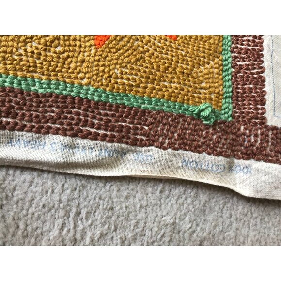 Vtg 1970's Handmade Punch Needle Wall Hanging Stars And Eagles Pattern 24" x 36" - Picture 10 of 10